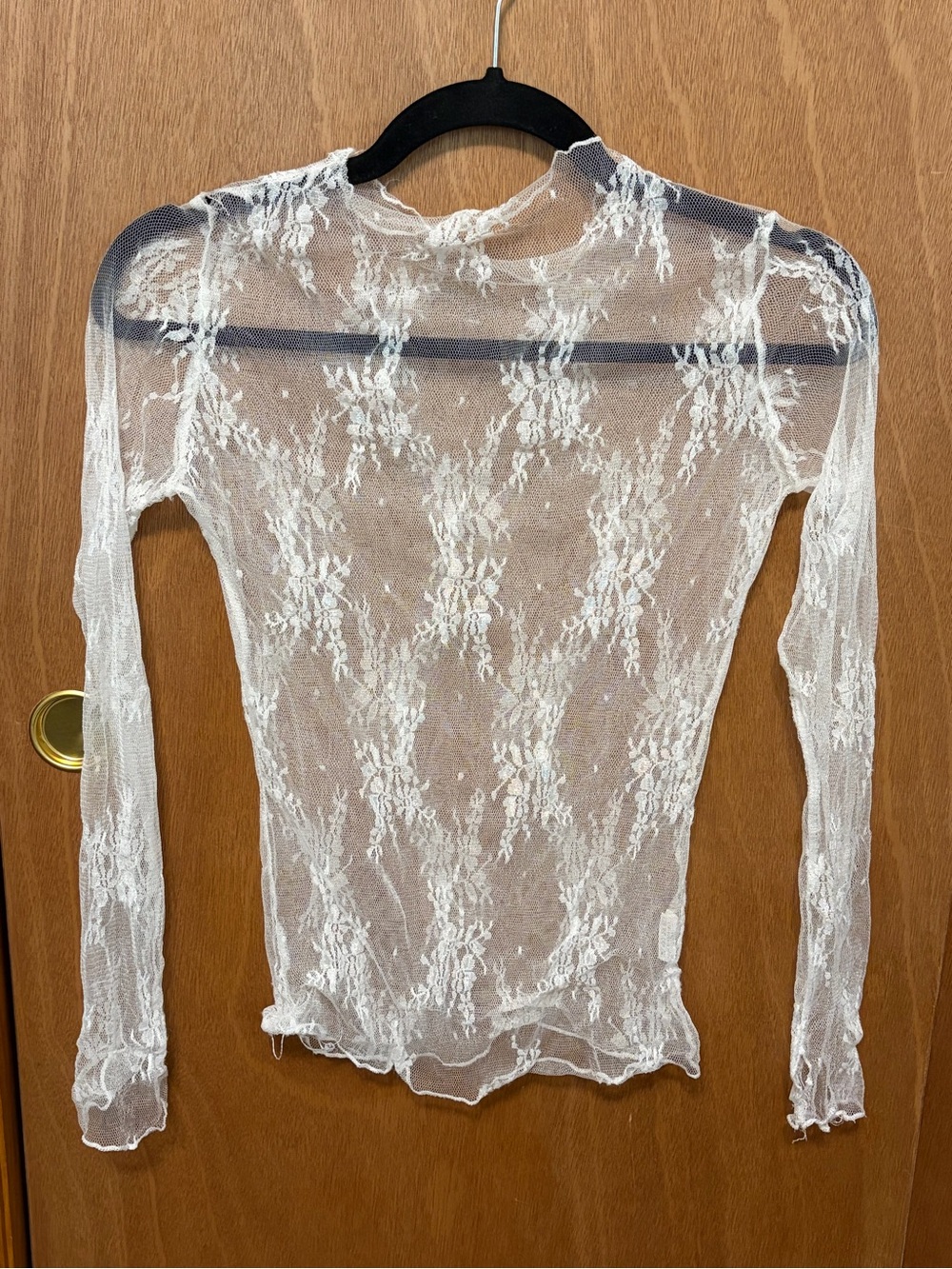 White Lace Long Sleeve Sheer Top